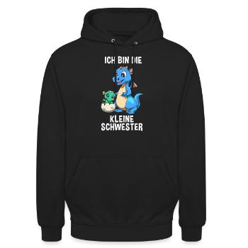 Drachen Große Schwester - Ich bin Die große - Unisex Hoodie - Schwarz - Vorne - Alina (178cm) & Michal (187cm)