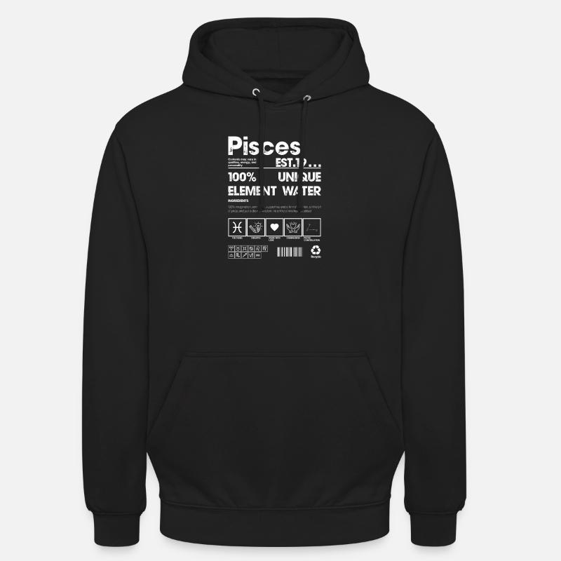 Poissons, Eau, Élément, Art - Sweat-shirt à capuche unisexe - noir