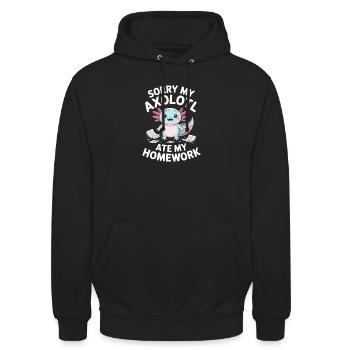 Axolotl Ate My Homework - Unisex Hoodie - black - Front - Alina (178cm) & Michal (187cm)
