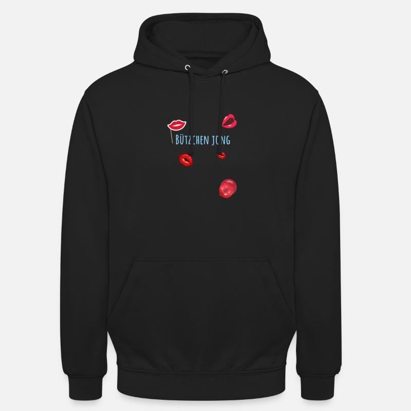 Bützchen, Küsschen, jong,karneval, Lippen - Unisex Hoodie - Schwarz