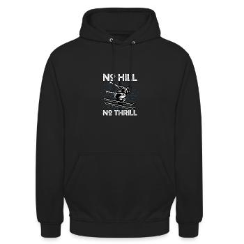 No Hill No Thrill Für Skiliebhaber Skifahrer - Unisex Hoodie - Schwarz - Vorne - Alina (178cm) & Michal (187cm)