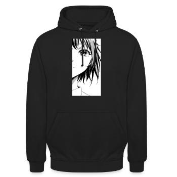 Schwarz und Weiß Anime Manga Illustration - Unisex Hoodie - Schwarz - Vorne - Alina (178cm) & Michal (187cm)