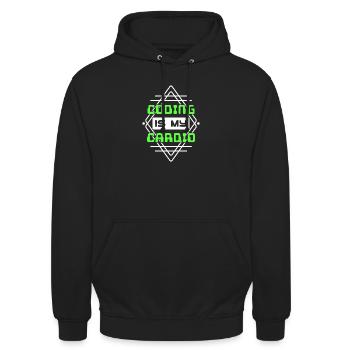 Developer Statement Code Skripting Webentwickler - Unisex Hoodie - Schwarz - Vorne - Alina (178cm) & Michal (187cm)