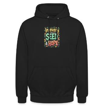 IN JEDEM SAMEN EINE HOFFNUNG - Unisex Hoodie - Schwarz - Vorne - Alina (178cm) & Michal (187cm)