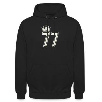 Königliche 77 Ziffern - Unisex Hoodie - Schwarz - Vorne - Alina (178cm) & Michal (187cm)