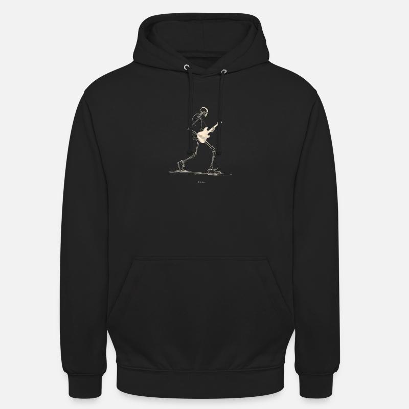 Skelett-Gitarrist mit E-Gitarre - Unisex Hoodie - Schwarz