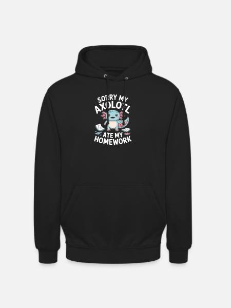 Cute Axolotl Homework Mishap - Unisex Hoodie - black