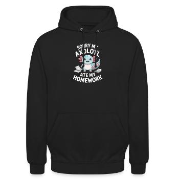 Axolotl Homework Heist - Unisex Hoodie - black - Front - Alina (178cm) & Michal (187cm)