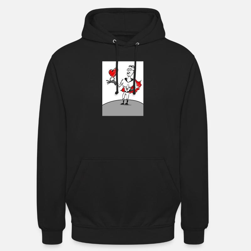 Herzheld: Superheld mit Herz - Unisex Hoodie - Schwarz