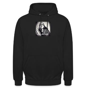 Fuck the world - Unisex Hoodie - Schwarz - Vorne - Alina (178cm) & Michal (187cm)