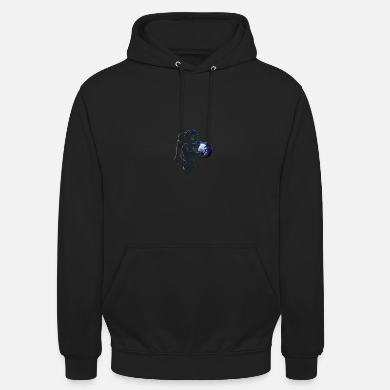 astronaut mit erde - Unisex Hoodie - Schwarz