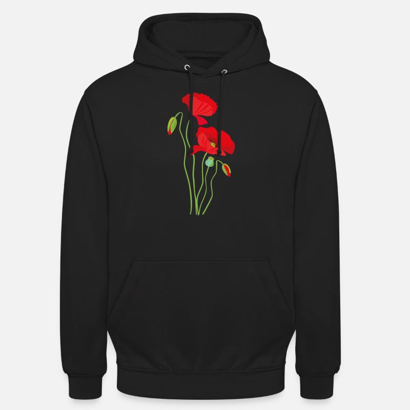 Coquelicot - conception de fleurs - Sweat-shirt à capuche unisexe - noir
