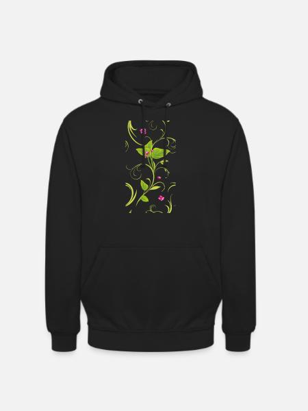 Sprig with pink flowers - Unisex Hoodie - black