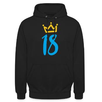 18e anniversaire Krone Idée cadeau - Sweat-shirt à capuche unisexe - noir - Devant - Alina (178cm) & Michal (187cm)