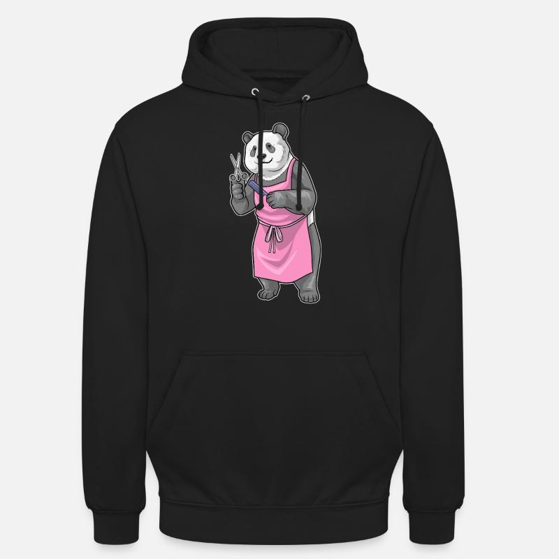 Panda Coiffe Ciseaux Peigne - Sweat-shirt à capuche unisexe - noir