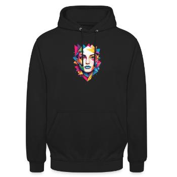 Art du visage moderne - Sweat-shirt à capuche unisexe - noir - Devant - Alina (178cm) & Michal (187cm)