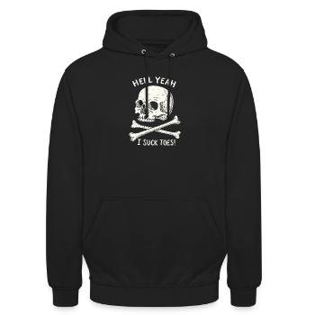 Schädel und Knochen Zehenfetisch - Unisex Hoodie - Schwarz - Vorne - Alina (178cm) & Michal (187cm)