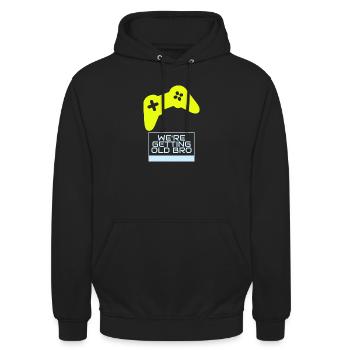 Gamer-Nostalgie: Wir werden älter - Unisex Hoodie - Schwarz - Vorne - Alina (178cm) & Michal (187cm)