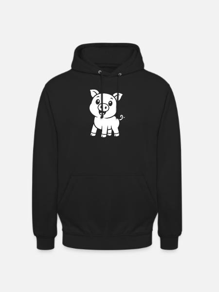 Cute Piggy Silhouette Animal Motif - Unisex Hoodie - black