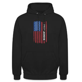 Sport Us Flag Field Lacrosse - Unisex Hoodie - black - Front - Alina (178cm) & Michal (187cm)