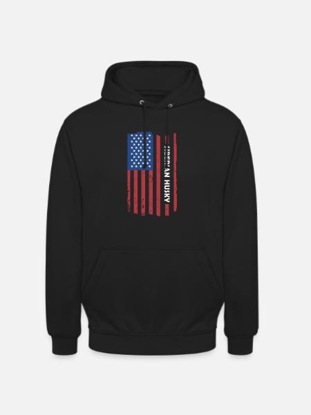 Siberian Husky Us Flag - Unisex Hoodie - black