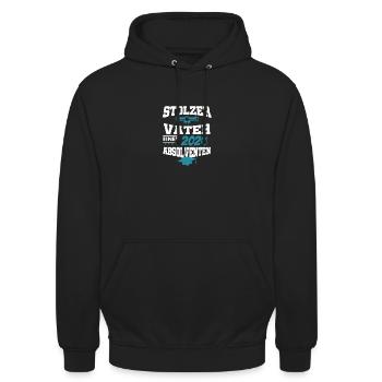Absolvent Sponsion Graduate stolzer Vater 2024 - Unisex Hoodie - Schwarz - Vorne - Alina (178cm) & Michal (187cm)