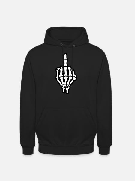Skeleton Middle Finger Hand - Unisex Hoodie - black