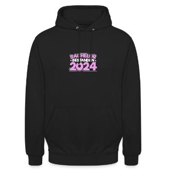 Bachelor 2024 Bachelorabschluss Absolvent Sponsion - Unisex Hoodie - Schwarz - Vorne - Alina (178cm) & Michal (187cm)