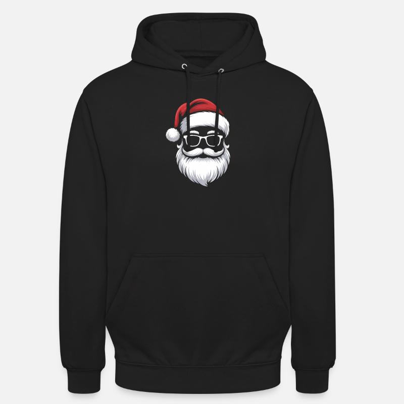 Weihnachtsmann mit Schnurrbart Brille - Unisex Hoodie - Schwarz