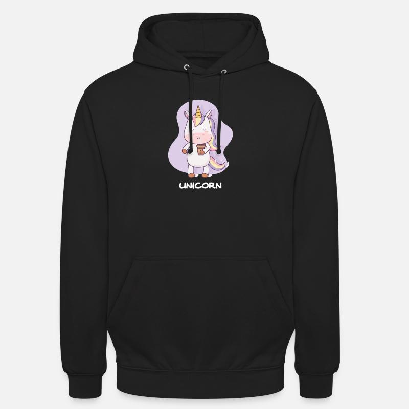 Licorne buveur de café - Sweat-shirt à capuche unisexe - noir