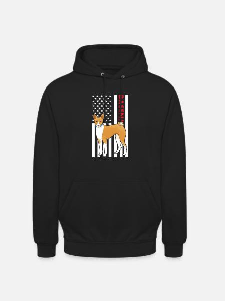 Dog Basenji Us Flag - Unisex Hoodie - black