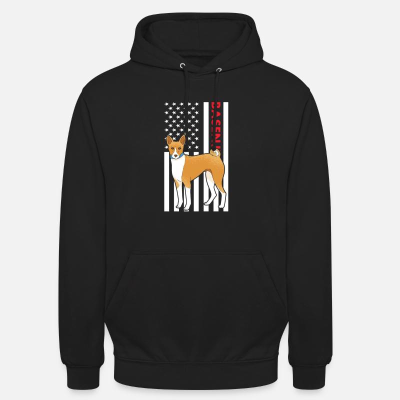 Chien Basenji Us drapeau - Sweat-shirt à capuche unisexe - noir