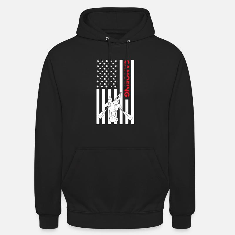 canoéiste Drapeau américain canoë - Sweat-shirt à capuche unisexe - noir