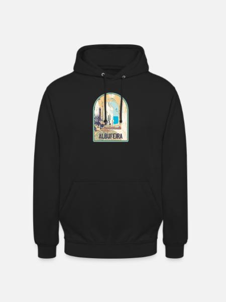 Picturesque street in Albufeira's old town - Unisex Hoodie - black
