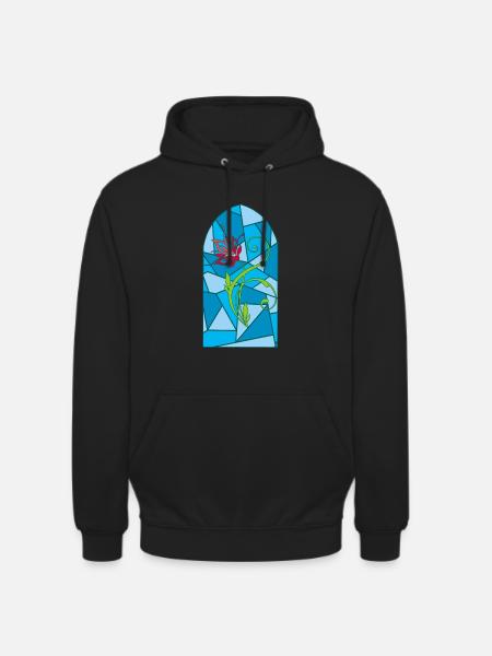 Blume an einem Buntglasfenster - Unisex Hoodie - Schwarz