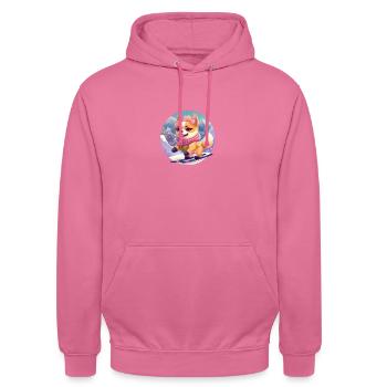 Dog Shiba Inu winter sports ski snow mountain girl - Unisex Hoodie - pink - Front - Alina (178cm) & Michal (187cm)