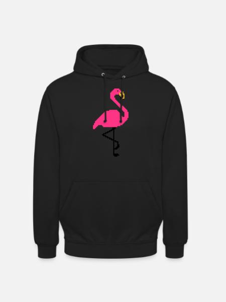 Flamingo PIxel Art - Unisex Hoodie - black
