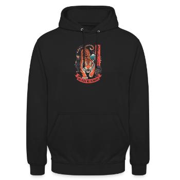 Design du Tiger Samurai Sans Risque Sans Récompense - Sweat-shirt à capuche unisexe - noir - Devant - Alina (178cm) & Michal (187cm)