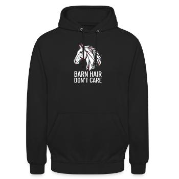 Geometrisches Pferd Barn Hair Don't Care - Unisex Hoodie - Schwarz - Vorne - Alina (178cm) & Michal (187cm)
