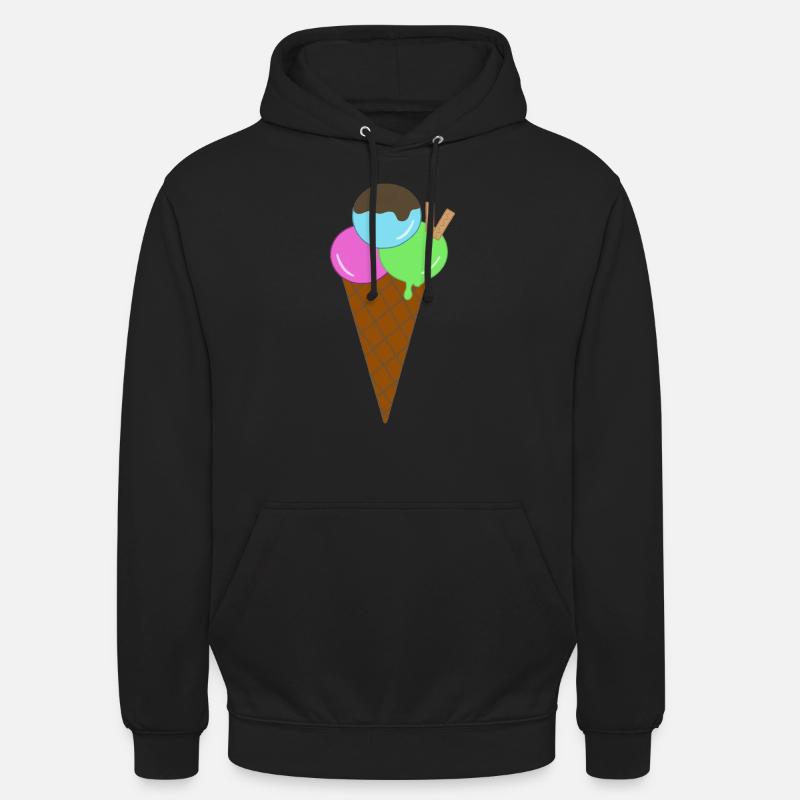 Buntes Eis mit Waffel - Unisex Hoodie - Schwarz