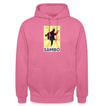 Sambo, Russie, Arts martiaux, Sport de l’URSS - Sweat-shirt à capuche unisexe - rose - Devant - Alina (178cm) & Michal (187cm)