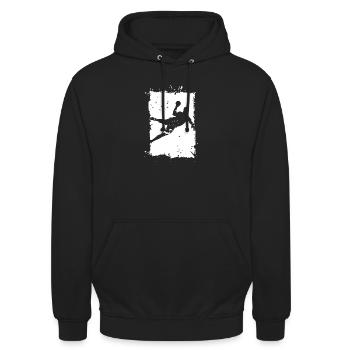Handball Wurf Explosion Zerstörung Illustration - Unisex Hoodie - Schwarz - Vorne - Alina (178cm) & Michal (187cm)