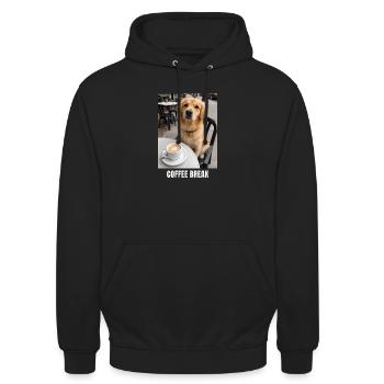 Coffee Break Golden Retriever Cafe Meme Funny Dog - Unisex Hoodie - Schwarz - Vorne - Alina (178cm) & Michal (187cm)