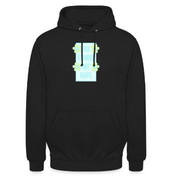 Cueillez des fleurs, pas des disputes, fleurs Paix Logo drôle - Sweat-shirt à capuche unisexe - noir - Devant - Alina (178cm) & Michal (187cm)