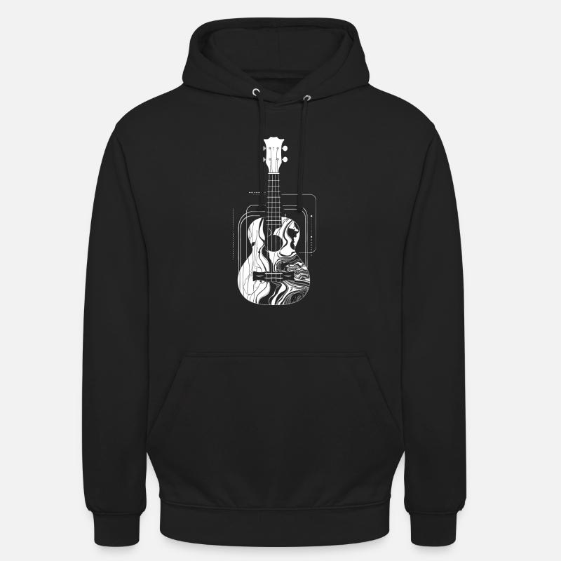 Dessin de ukulélé - Sweat-shirt à capuche unisexe - noir