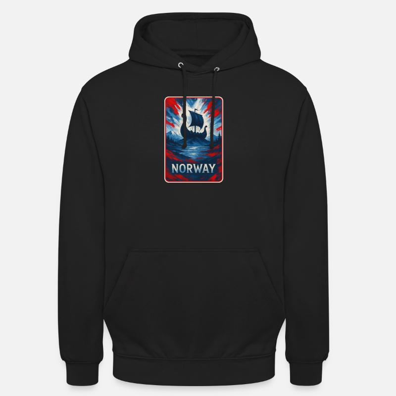 Norvège Paysage Drapeaux Design - Sweat-shirt à capuche unisexe - noir