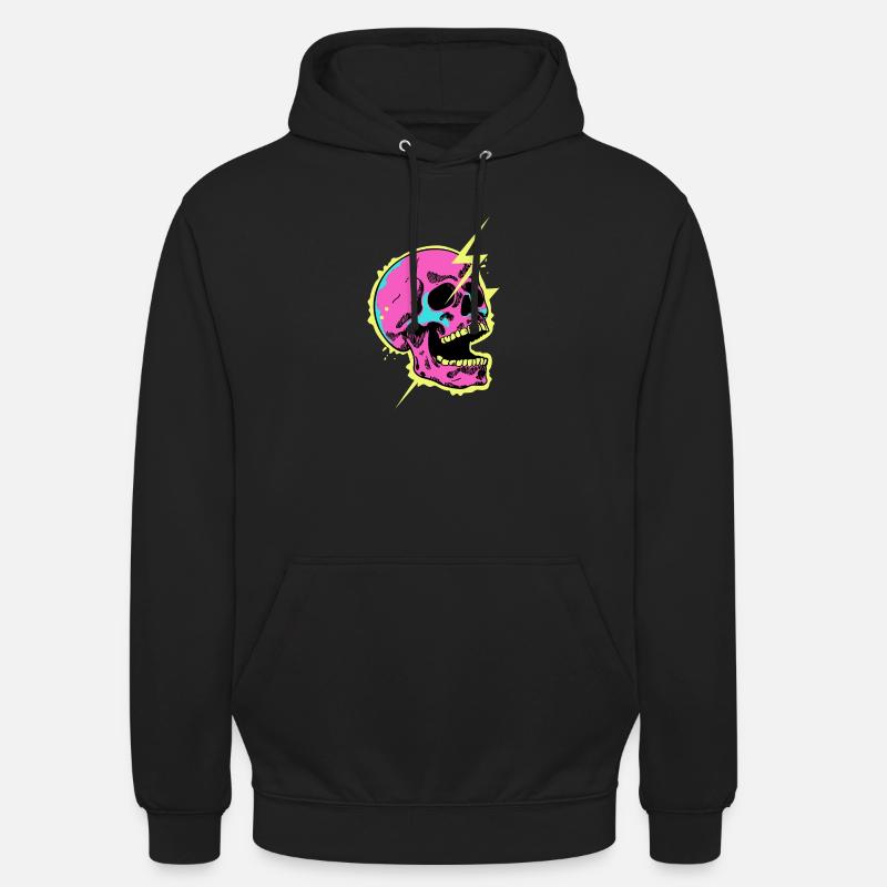 Neon-Schädel-Blitzausbruch - Unisex Hoodie - Schwarz