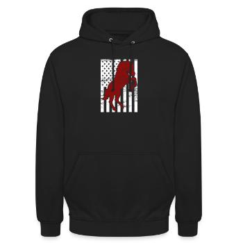 4. Juli USA Reiten - Unisex Hoodie - Schwarz - Vorne - Alina (178cm) & Michal (187cm)