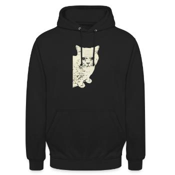 britisch Kurzhaar Katze Katze schwarz Katzen - Unisex Hoodie - Schwarz - Vorne - Alina (178cm) & Michal (187cm)