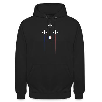 France Airlines - Unisex Hoodie - Schwarz - Vorne - Alina (178cm) & Michal (187cm)